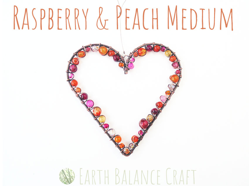 Raspberry and Peach Love Heart Medium