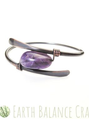 Amethyst Medium Copper Bangle