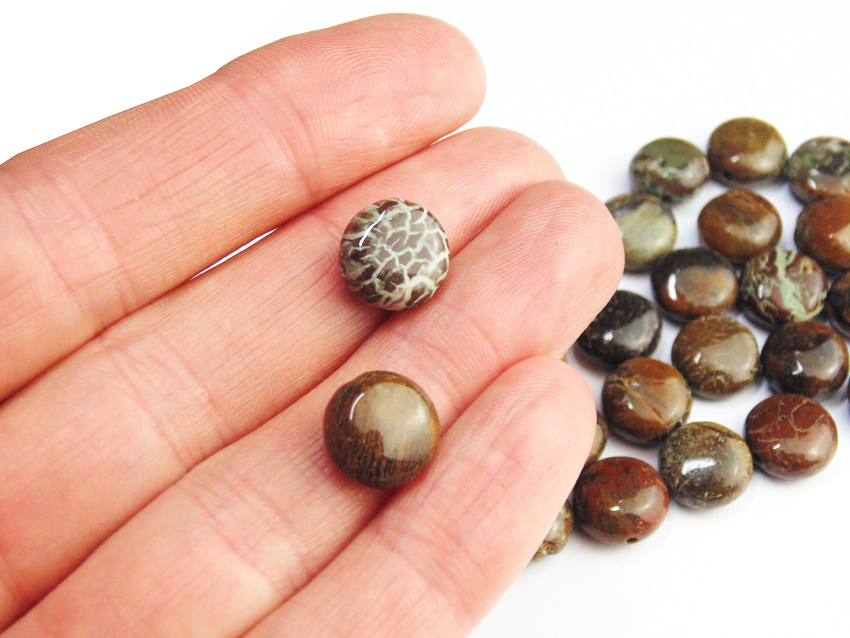 Snakeskin Jasper Coin Beads