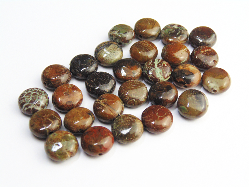 Snakeskin Jasper Coin Beads