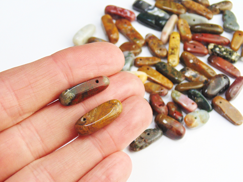 Ocean Agate Jasper Tooth Beads